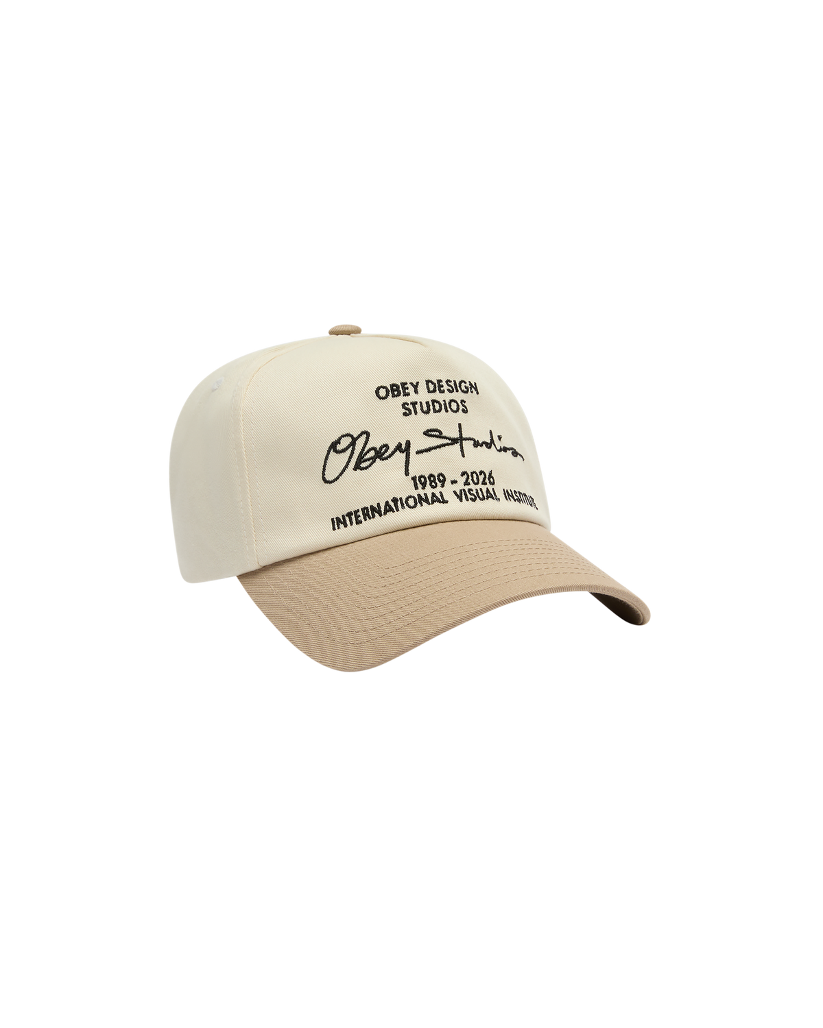 OBEY DESIGN STUDIOS 5 PANEL STRAPBACK PALE KHAKI MULTI