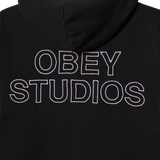 OBEY STUDIOS FADED PULLOVER DIGITAL BLACK FADED WASH