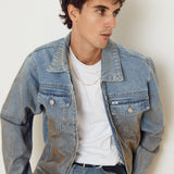 OBEY BASE TRUCKER JACKET HEAVY VINTAGE LIGHT INDIGO