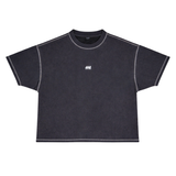 HOOD HOUSE ESSENTIAL EMBROIDERY PIGMENT BLACK T-SHIRT