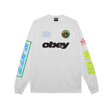 OBEY MEGA GLOBAL MANIA PIGMENT LS T-SHIRT PIGMENT VINTAGE WHITE