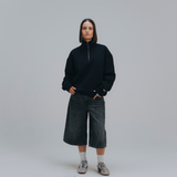 HOOD HOUSE ESSENTIAL HALF ZIP BLK
