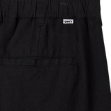 OBEY FOSTER PLEATED LINEN SHORT BLACK