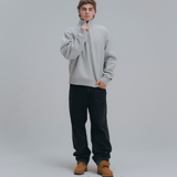 HOOD HOUSE ESSENTIAL HALF ZIP LIGHT GREY