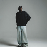 HOOD HOUSE DOUBLE HASH BLACK CREWNECK