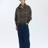 YUXUS CLASP HALF ZIP BROWN