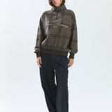 YUXUS CLASP HALF ZIP BROWN