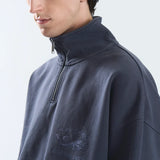 YUXUS CORD HALF ZIP DARK BLUE