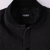 FORMER AG VARSITY JACKET BLACK DENIM