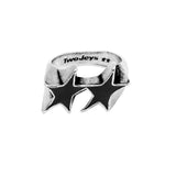 TWOJEYS ICON ENAMELED SINGLE BLK SILVER RING