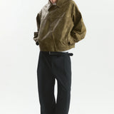MOCHA "WINDY" PU LEATHER JACKET