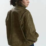 MOCHA "WINDY" PU LEATHER JACKET