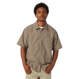 HUF STRETCH MICRO PLAID SHIRT CLAY