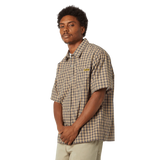 HUF STRETCH MICRO PLAID SHIRT CLAY