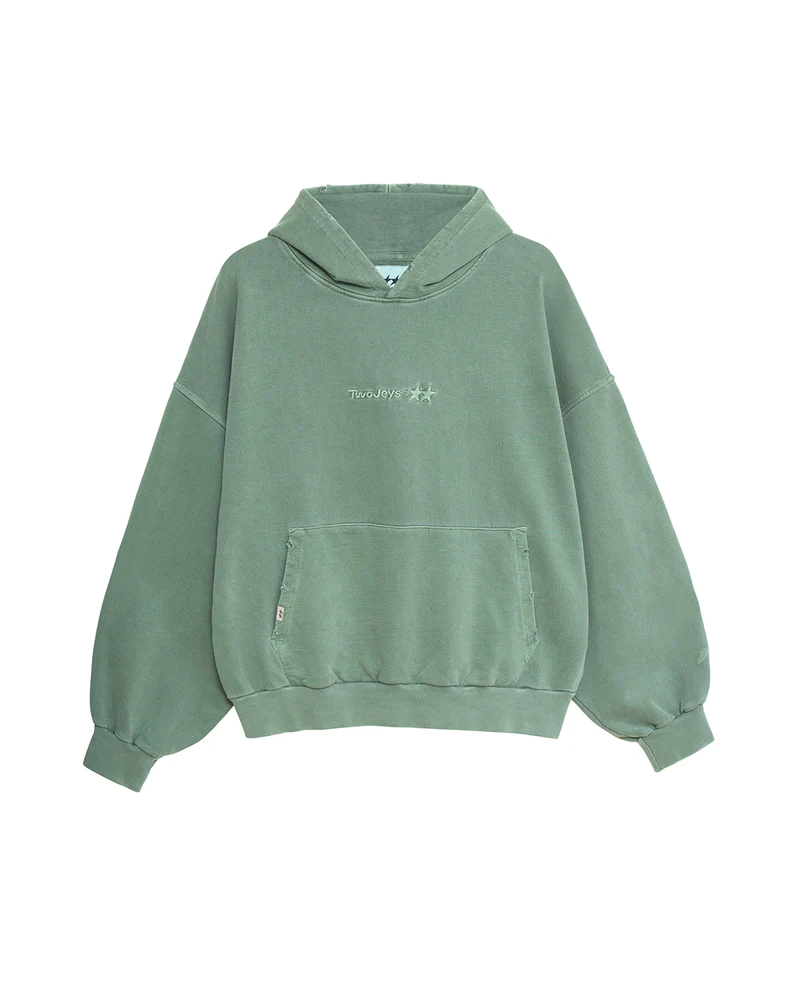 Two Jeys Pigment Dyed Green Icon Hoodie