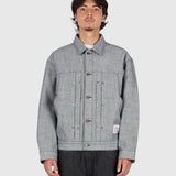 DIME PLEATED DENIM JACKET REVERSED INDIGO