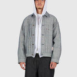 DIME PLEATED DENIM JACKET REVERSED INDIGO