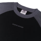 MORE AMOR WAFFLE RAGLAN SS BLK/GRY