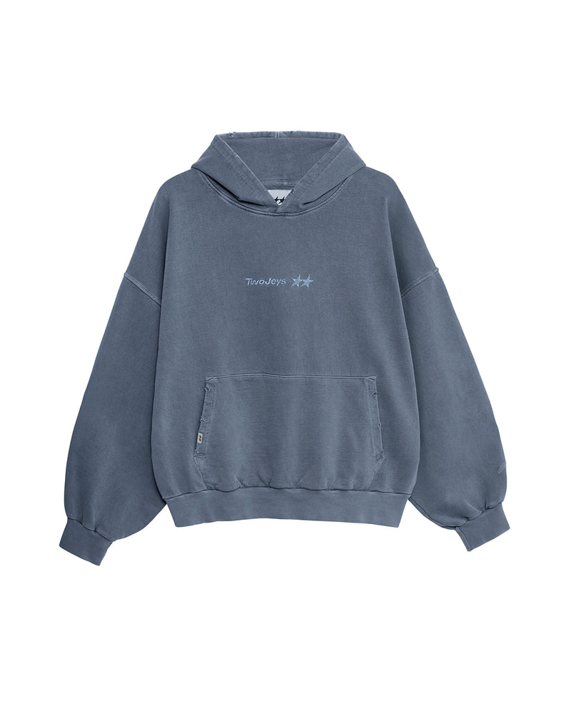 Two Jeys Pigment Dyed Blue Icon Hoodie